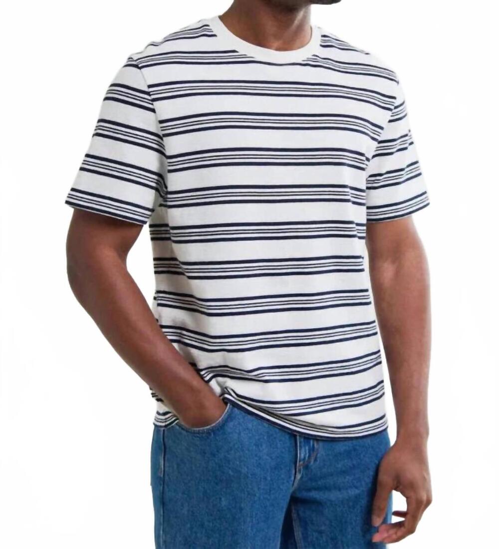 NEW WAX LONDON dean short sleeve tee in ecru navy